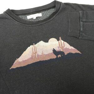 Xirena Graphic Sweatshirt Charcoal Gray James Desert Coyote Pockets Crew Neck XS